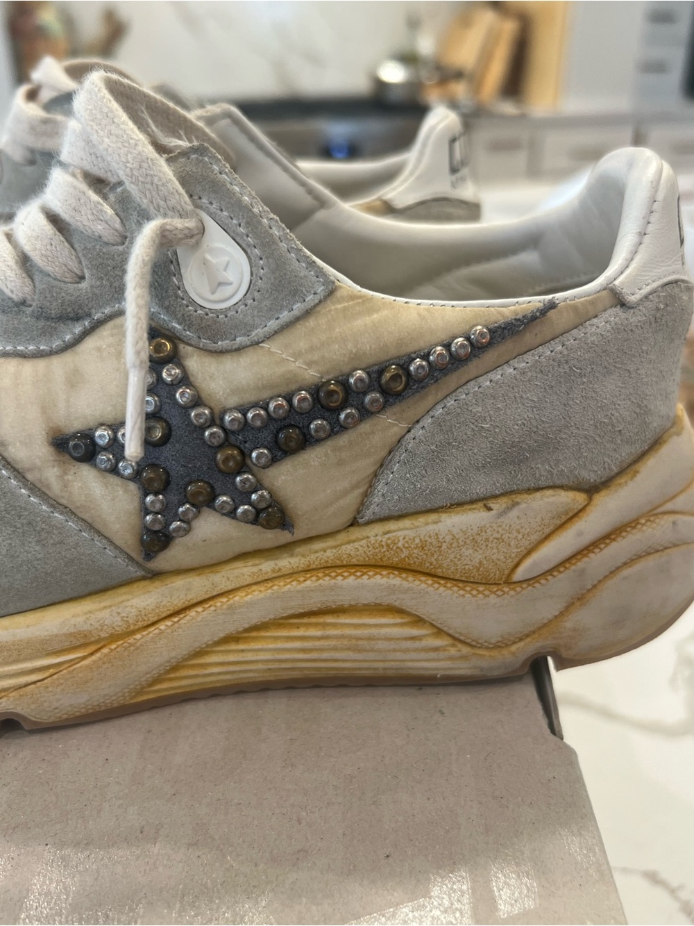 Golden Goose Cream and White Running Sole Sneakers - Picture 6 of 8